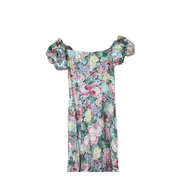 Vintage Jessica McClintock Cottagecore Long Dress Floral Rose Cotton 9/10 Small - Picture 8 of 10